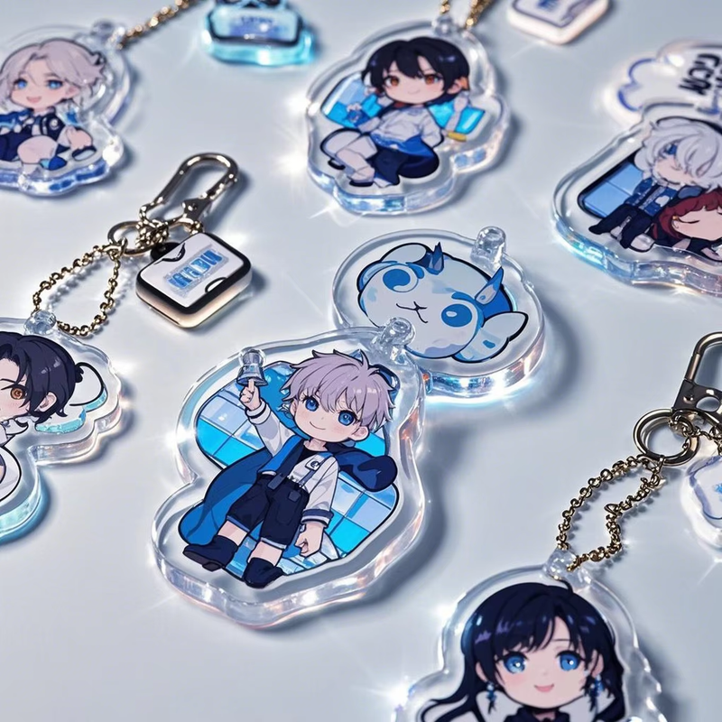 Cartoon Printed Version Attack Anime Figures Keychain UV Printed Acrylic Cosplay Jewelry for Friends Gift